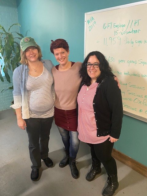 Monday, February 24, 2020, will be the first time the #MeToo Support Group meets at the Mental Health Association in Chautauqua County in Jamestown’s Gateway Center. Pictured are the group’s leaders, (from left) MHA staff members Tasha McFaul, Allison Murphy, and Jenny Rowe, all of whom are part of #MeToo.