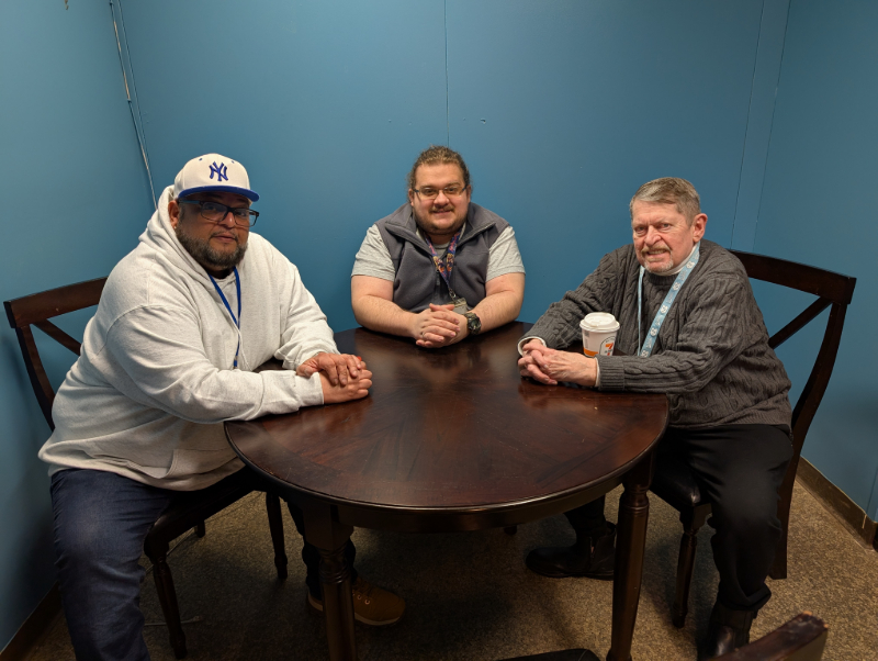  A number of local businesses and organizations will be represented at the Mental Health Association in Chautauqua County’s first Job Fair on Wednesday, May 14 at the Jamestown recovery center. Planning the event are, from left, bilingual Spanish Outreach Peer Danny Rosario, OPEN Program Peer Justin Jimenez, and Peer Specialist Gordy Frederes.
